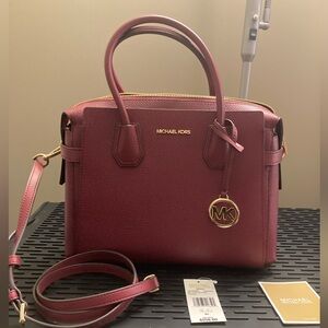 Michael Kors “Mercer” Medium Belted Satchel, Mulberry Color- Rare!